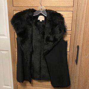 LOFT Petite Black Faux Fur Vest